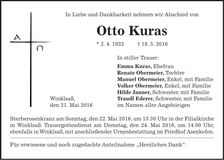 Traueranzeige Otto Kuras