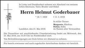 Traueranzeige Helmut Goderbauer