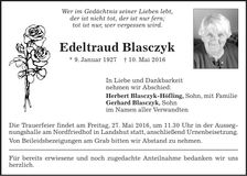Traueranzeige Edeltraud Blasczyk