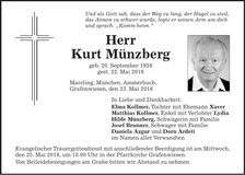 Traueranzeige Kurt Münzberg