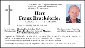 Traueranzeige Franz Bruckdorfer