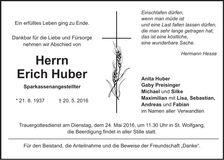 Traueranzeige Erich Huber