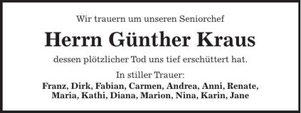 Traueranzeige Günther Kraus