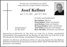 Traueranzeige Josef Kellner