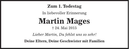 Traueranzeige Martin Mages