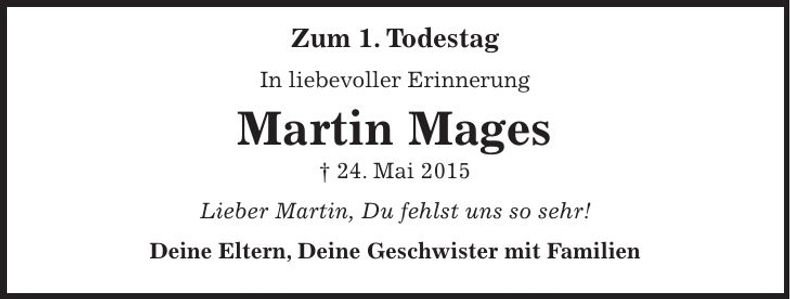 Traueranzeige Martin Mages