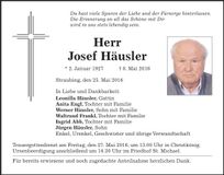 Traueranzeige Josef Häusler
