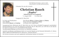 Traueranzeige Christian Rauch