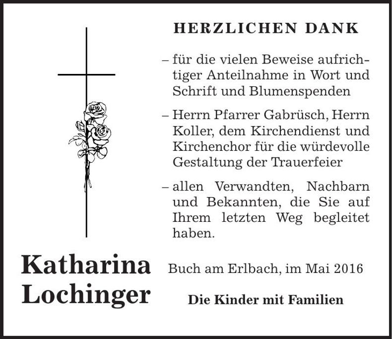Traueranzeige Katharina Lochinger