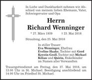 Traueranzeige Richard Wenninger
