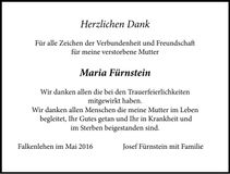 Traueranzeige Maria Fürnstein