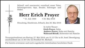 Traueranzeige Erich Proyer