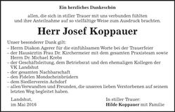 Traueranzeige Josef Koppauer