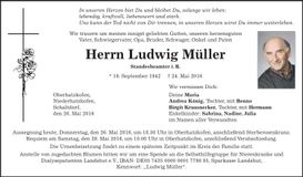 Traueranzeige Ludwig Müller