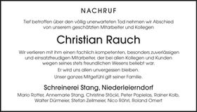 Traueranzeige Christian Rauch