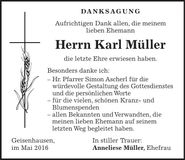 Traueranzeige Karl Müller