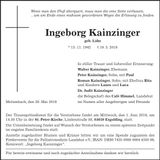 Traueranzeige Ingeborg Kainzinger