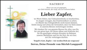 Traueranzeige Christian Zapfer - Rauch