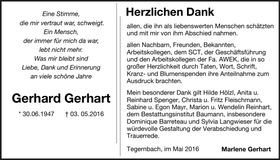 Traueranzeige Gerhard Gerhart
