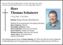Traueranzeige Thomas Schuierer