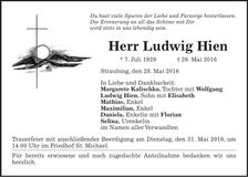 Traueranzeige Ludwig Hien