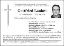 Traueranzeige Gottfried Lankes
