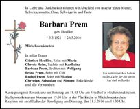 Traueranzeige Barbara Prem