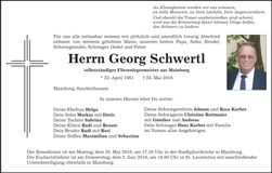 Traueranzeige Georg Schwertl