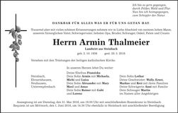 Traueranzeige Armin Thalmeier