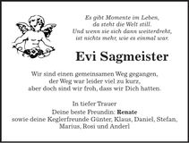 Traueranzeige Evi Sagmeister