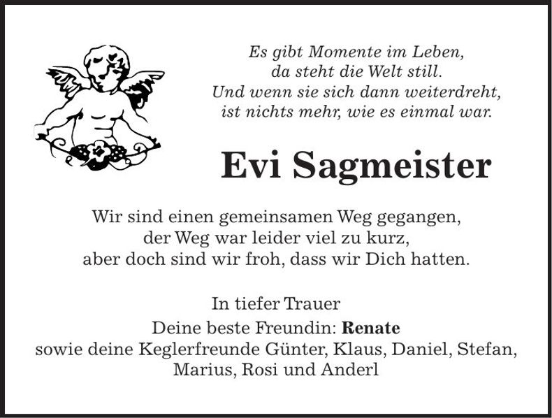 Traueranzeige Evi Sagmeister