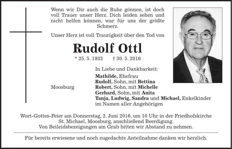 Traueranzeige Rudolf Ottl