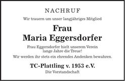 Traueranzeige Maria Eggersdorfer