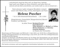 Traueranzeige Helene Puscher