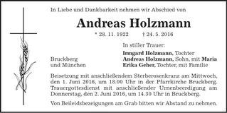 Traueranzeige Andreas Holzmann