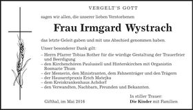 Traueranzeige Irmgard Wystrach