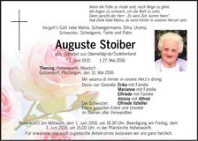 Traueranzeige Auguste Stoiber