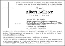 Traueranzeige Albert Kellerer
