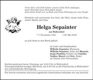 Traueranzeige Helga Sepaintner