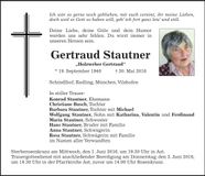 Traueranzeige Gertraud Stautner