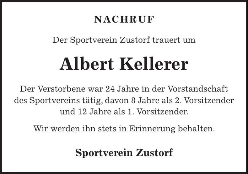 Traueranzeige Albert Kellerer