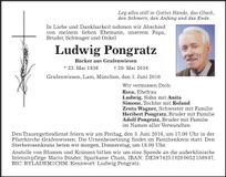 Traueranzeige Ludwig Pongratz