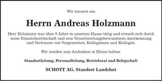 Traueranzeige Andreas Holzmann