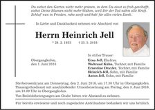 Traueranzeige Heinrich Jell