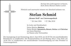 Traueranzeige Stefan Schmid