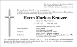 Traueranzeige Markus Kratzer