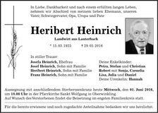 Traueranzeige Heribert Heinrich