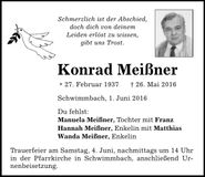 Traueranzeige Konrad Meißner