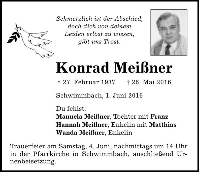 Traueranzeige Konrad Meißner