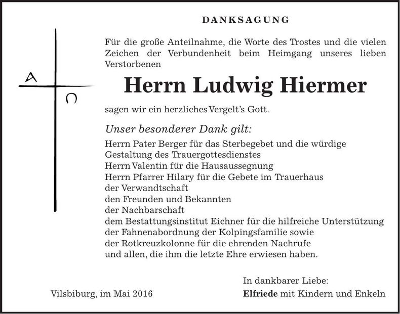 Traueranzeige Ludwig Hiermer